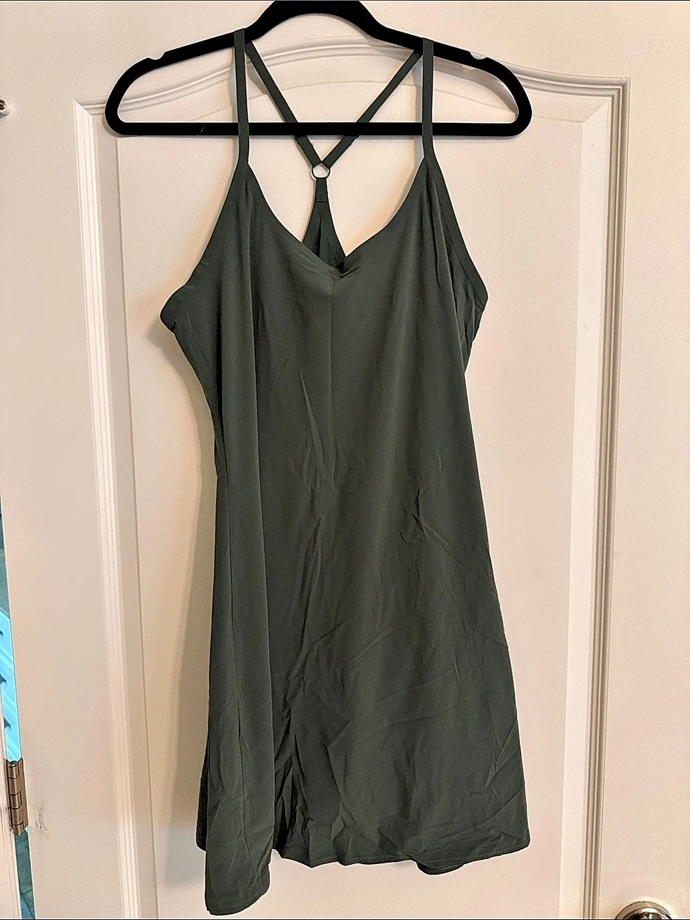 Outdoor Voices Women's Mini Dress Green with built in shorts